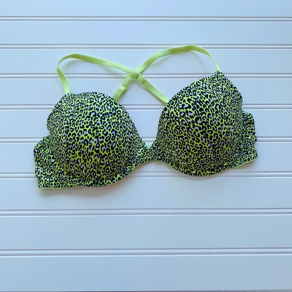 PINK 34C Neon Leopard Print Wear Everywhere Bra - Picture 1 of 5